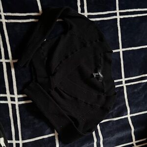 Forever 21 Black Ribbed Long Sleeve Crop Top